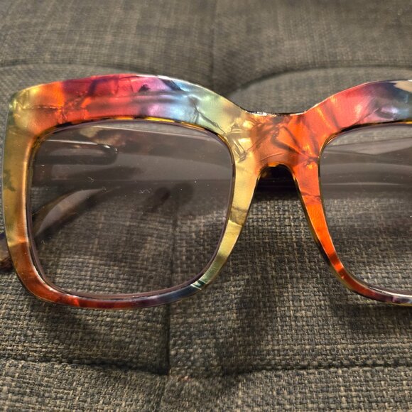 Tinted Reading Glasses Oversize 2.0 Never Worn New Orange Iridescent - Picture 2 of 3